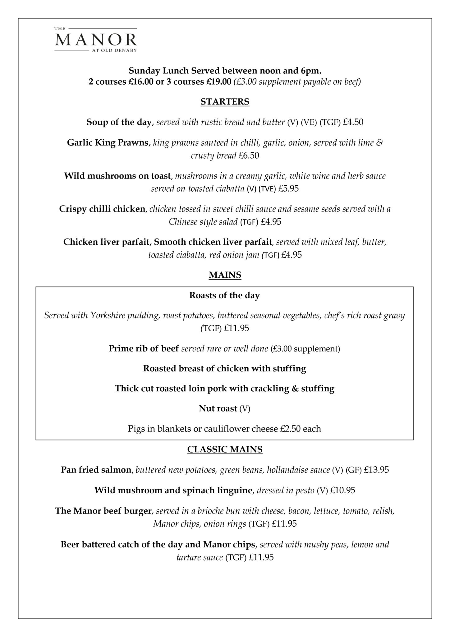 Sunday Lunch Menu 1 Themanor Uk 2775