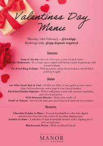 Valentines Day Menu 2022