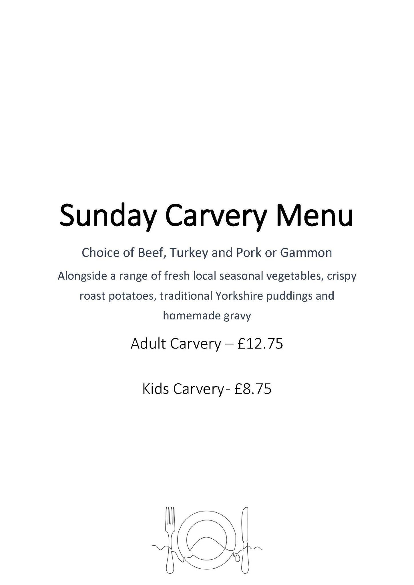 The Manor at Old Denaby Sunday Carvey Menu