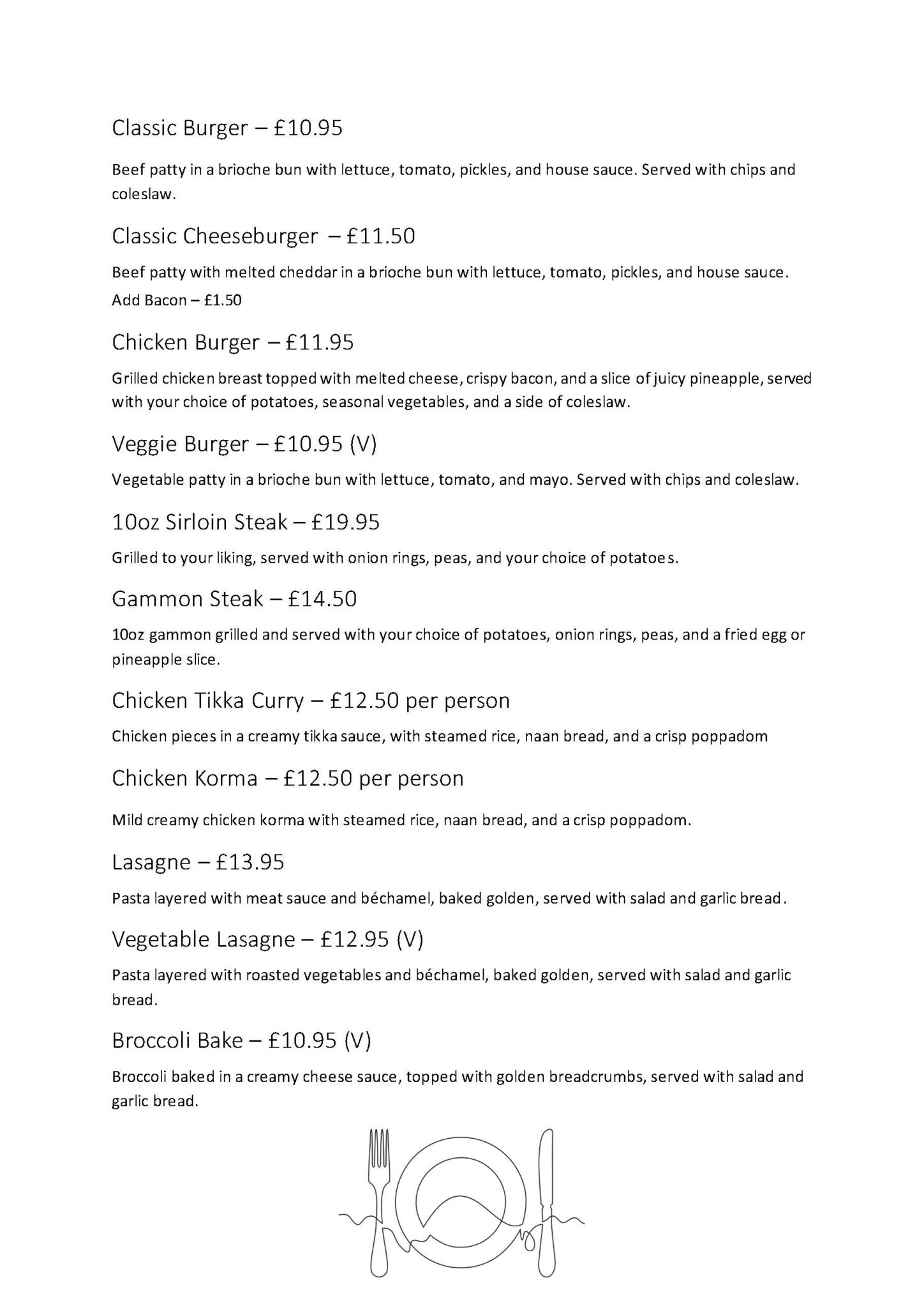 The Manor at Old Denaby Menu page 5 main courses